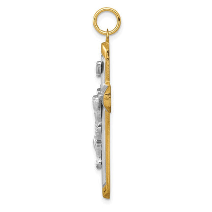 Sterling Silver Platinum-plated Satin Polished Vermeil Corpus Cross Pendant