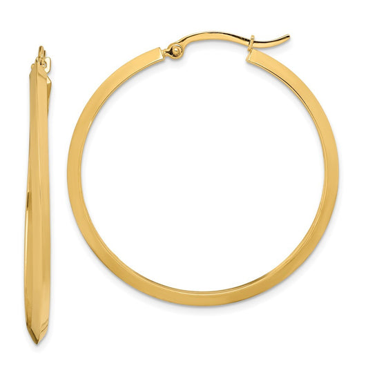 14k Yellow Gold Polished Hoop Earrings