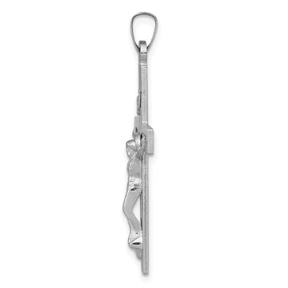14k White Gold INRI Crucifix Charm Pendant for Women