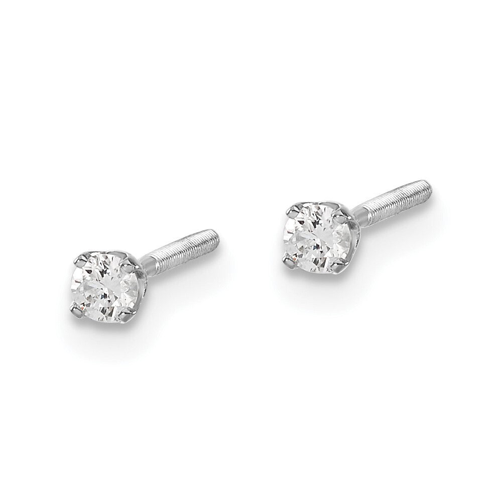14k White Gold .10ct VS2/SI1 G-I Diamond Thread on/off Stud Earrings