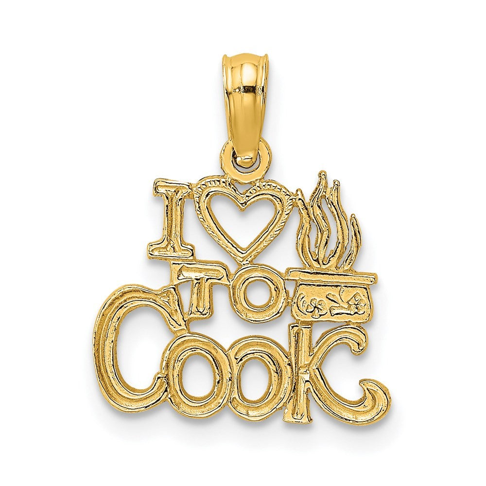 14k Yellow Gold I HEART TO COOK Charm