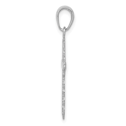 14k White Gold Lace Trim Cross Pendant for Women