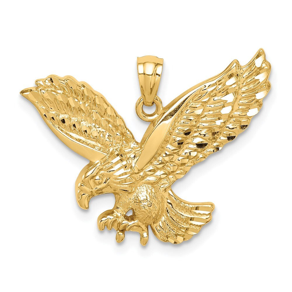 14k Yellow Gold Diamond-cut Eagle Pendant for Women