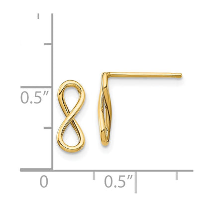 14k Yellow Gold Polished Infinity Stud Earrings Gift for Women