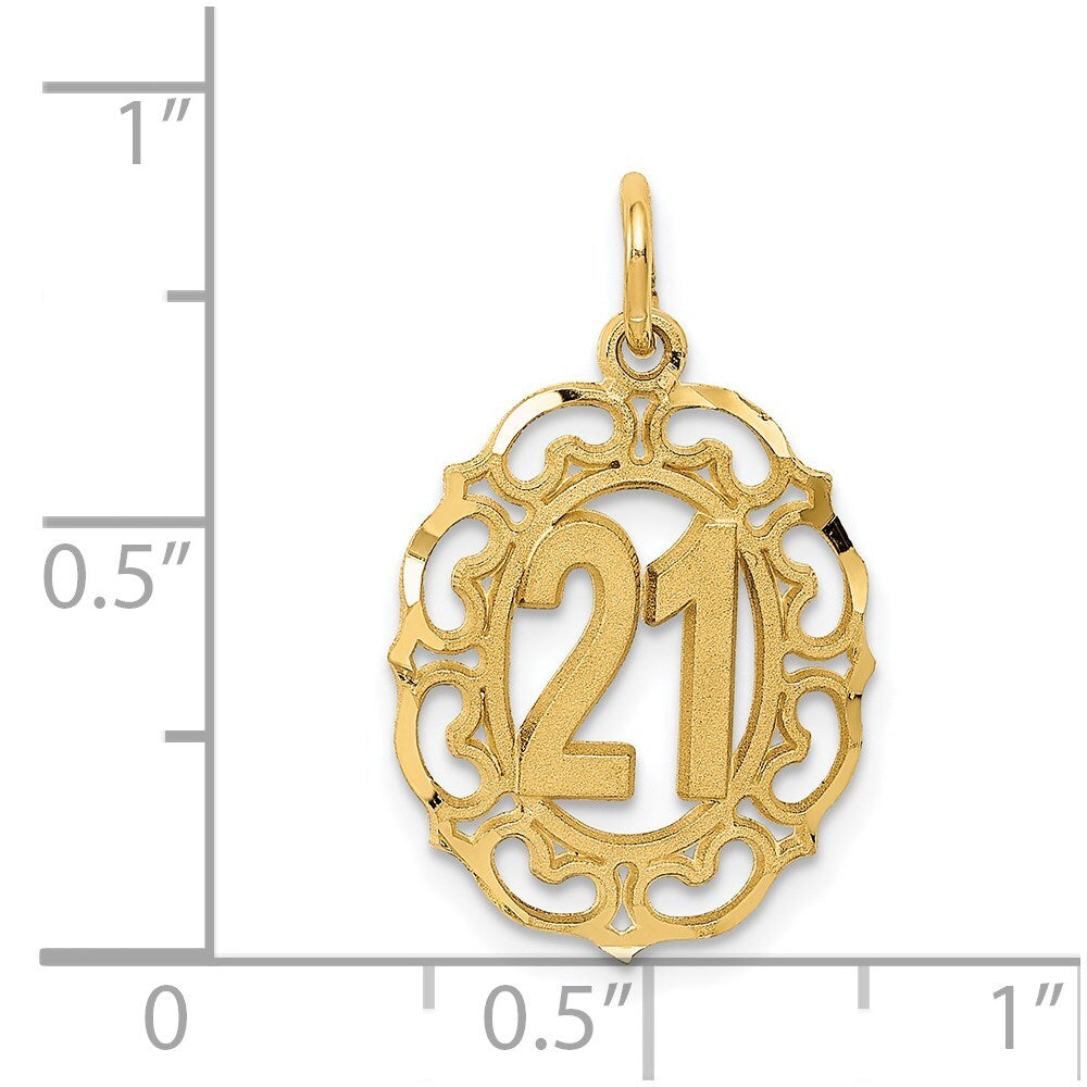14k Yellow Gold Diamond-cut 21 in Oval Pendant for Women