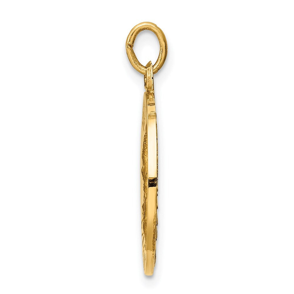 14k Yellow Gold Matka Boska Medal Charm Pendant for Women