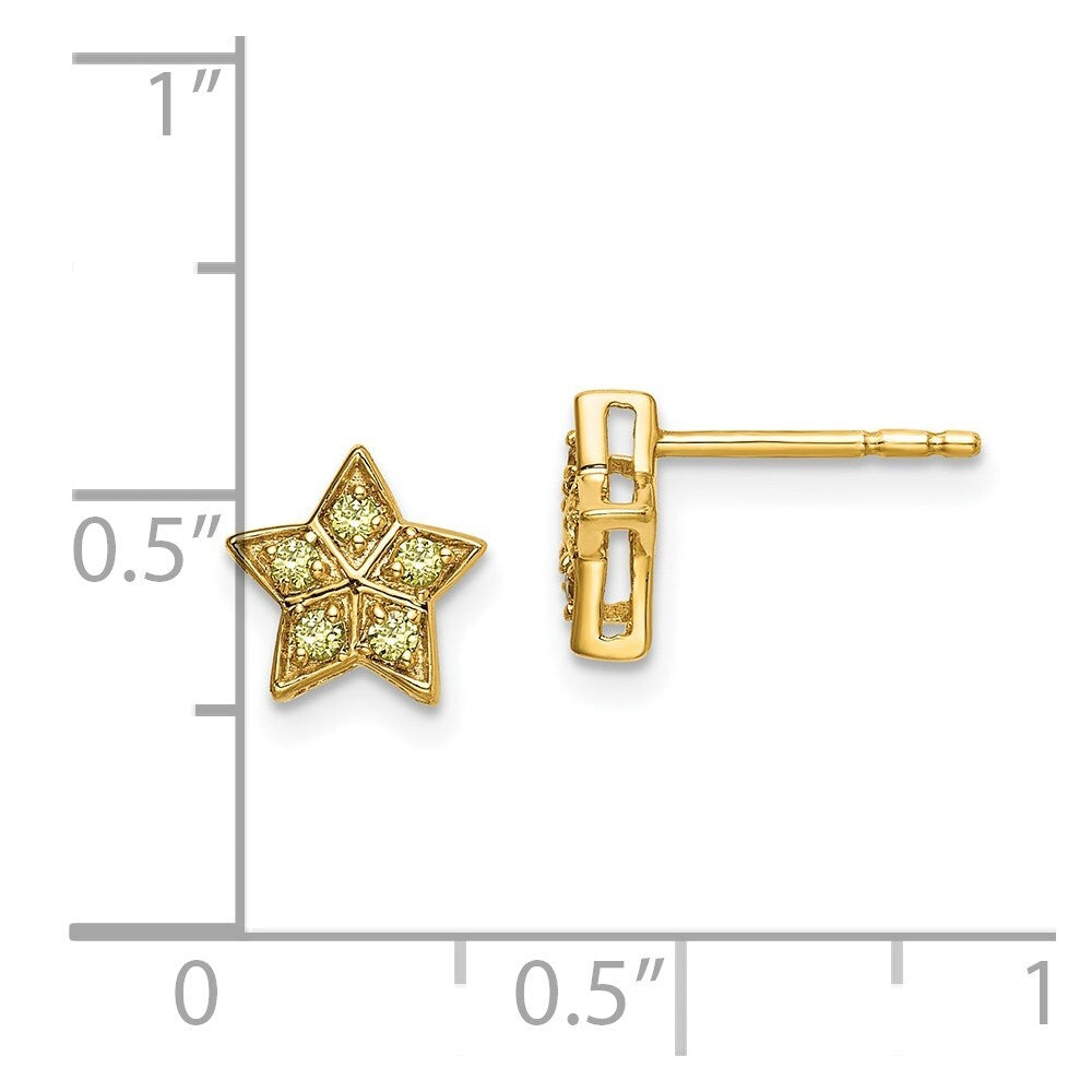 14k Yellow Gold Yellow Sapphire Star Stud Earrings