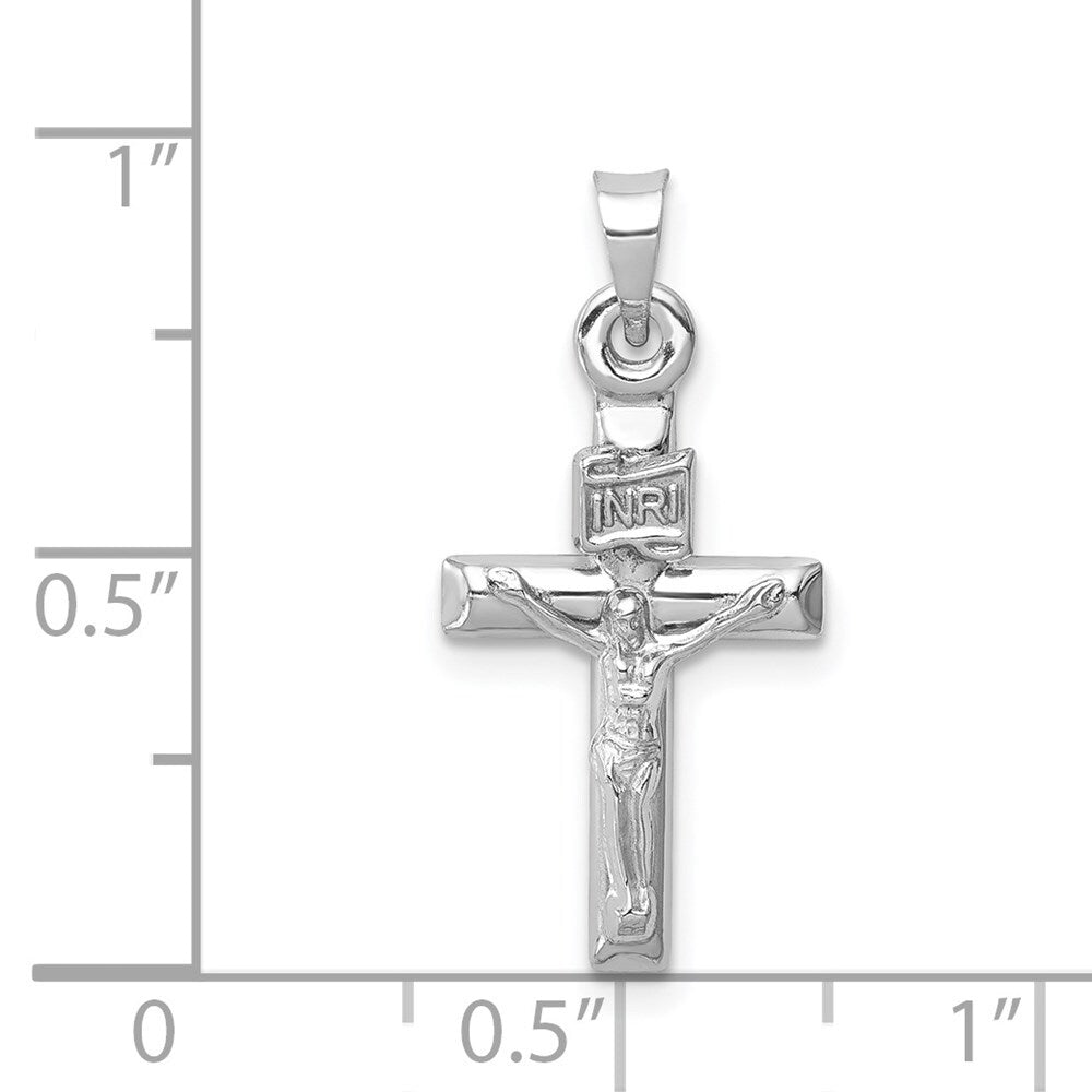 14k White Gold Hollow Crucifix Pendant for Women