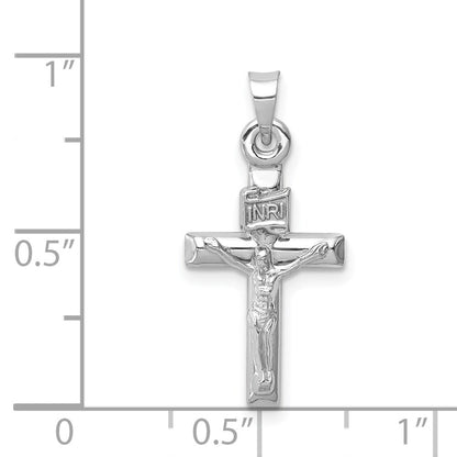 14k White Gold Hollow Crucifix Pendant for Women