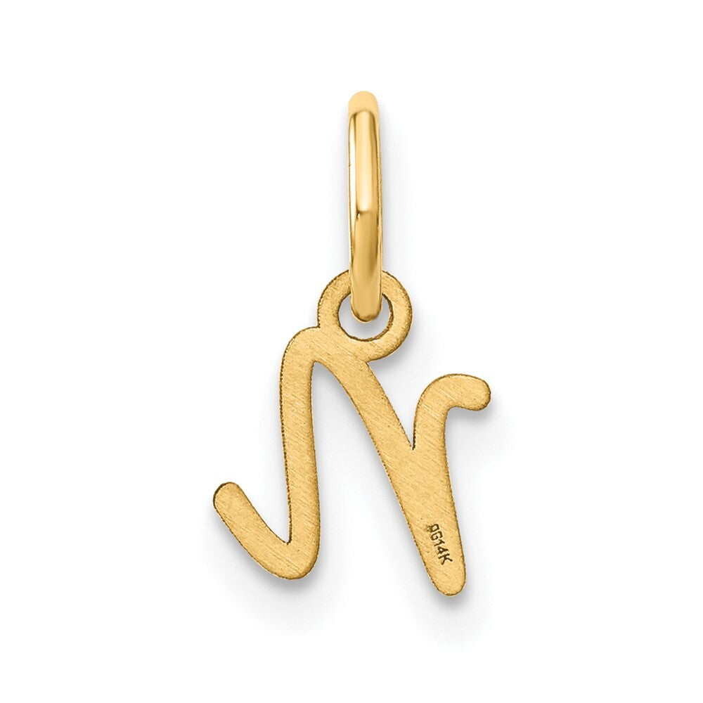 14k Yellow Gold Upper case Letter N Initial Charm Pendant for Women