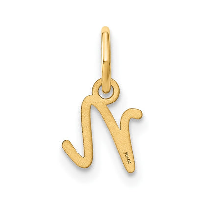 14k Yellow Gold Upper case Letter N Initial Charm Pendant for Women