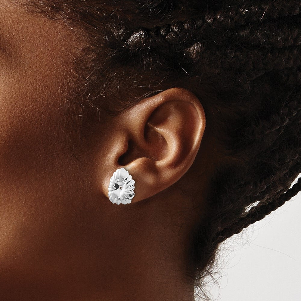 14k White Gold Floral Earring Jackets