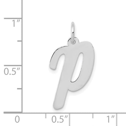 14k White Gold Large Script Letter P Initial Charm Pendant for Women