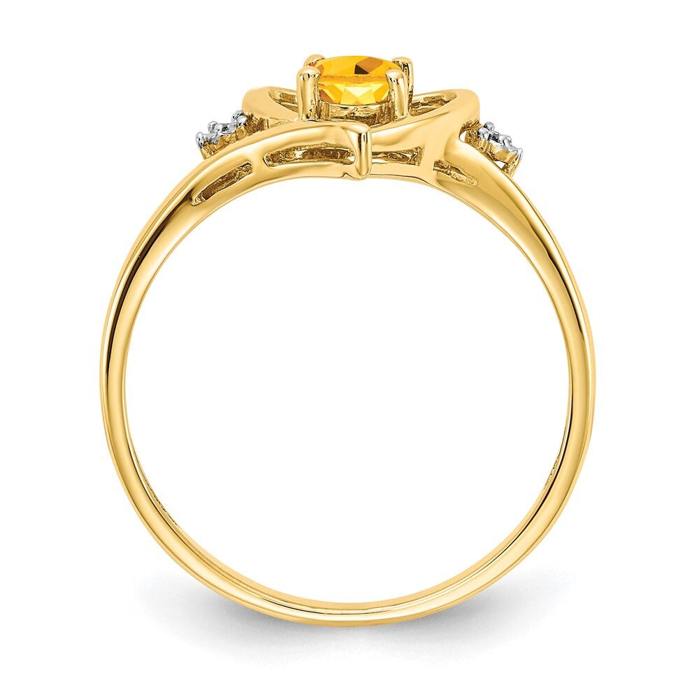 14K Yellow Gold Citrine and Diamond Heart Ring