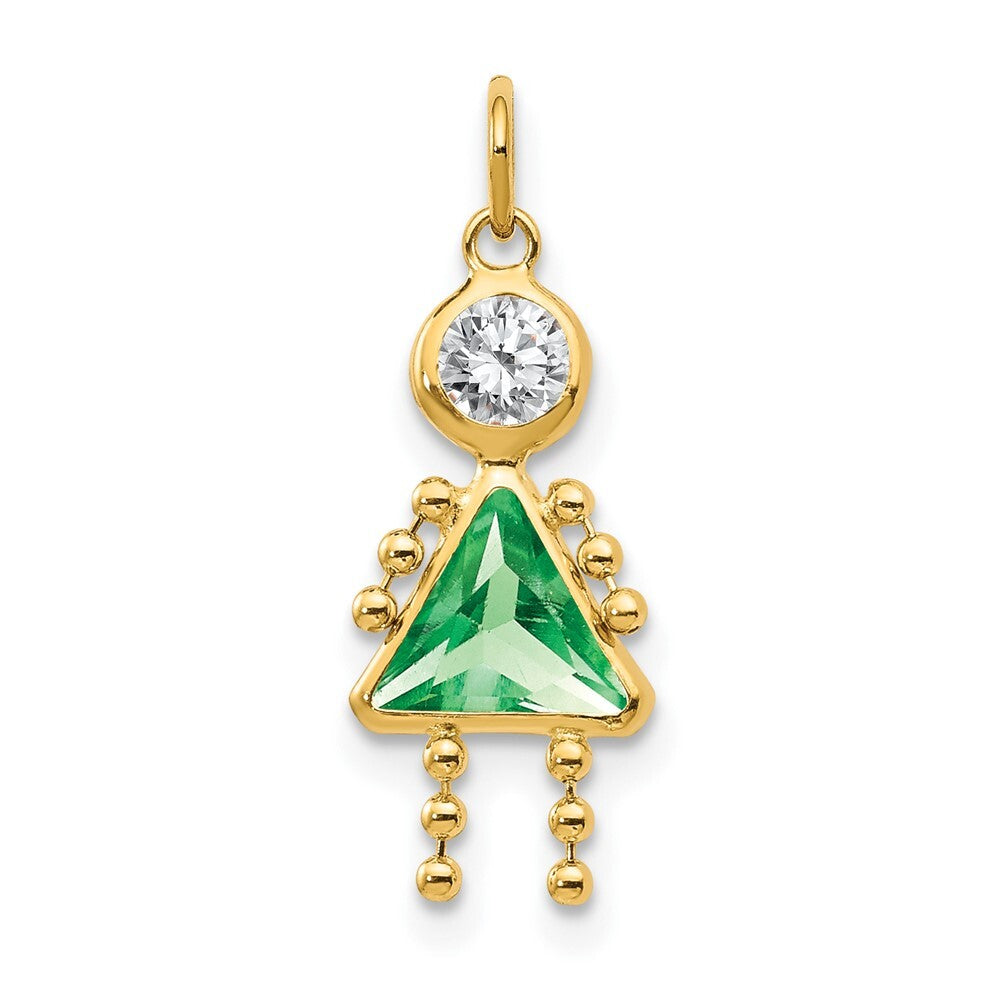 14k Yellow Gold August Girl Birthstone Charm Pendant for Women
