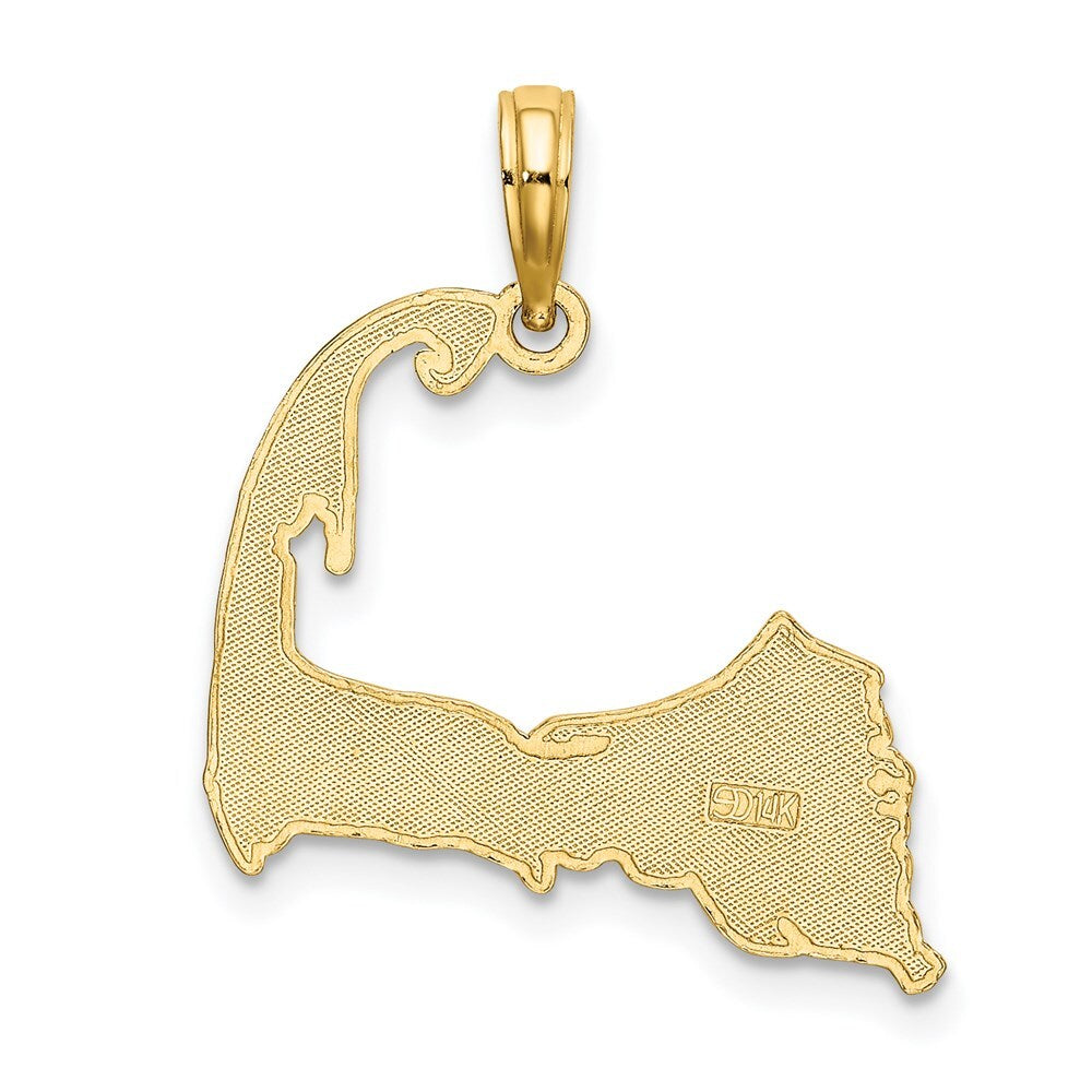 14k Yellow Gold CAPE COD Map Charm Pendant for Women