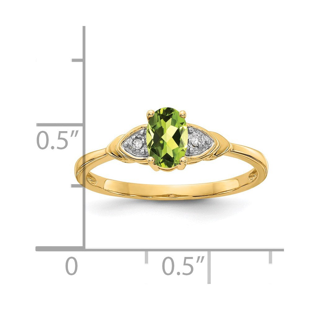 14K Yellow Gold Peridot and Diamond Ring