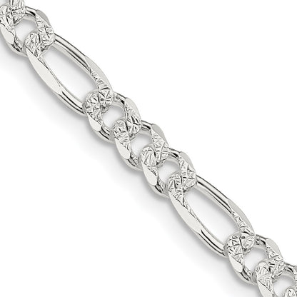 Sterling Silver 4.3mm Flat Figaro Chain Necklace