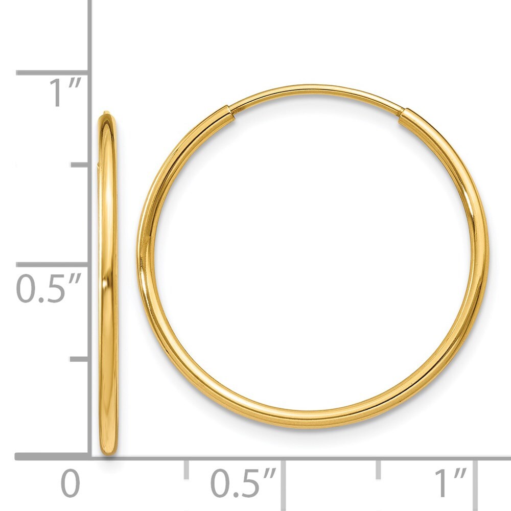 14k Yellow Gold 1.25mm Endless Hoop Earring Gift for Women