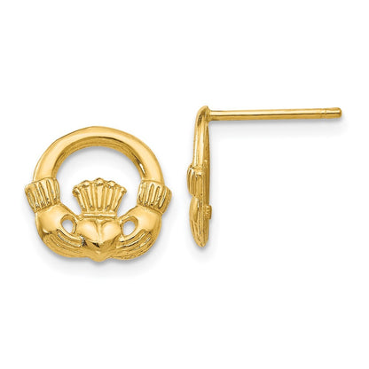 14k Yellow Gold Claddagh Earrings