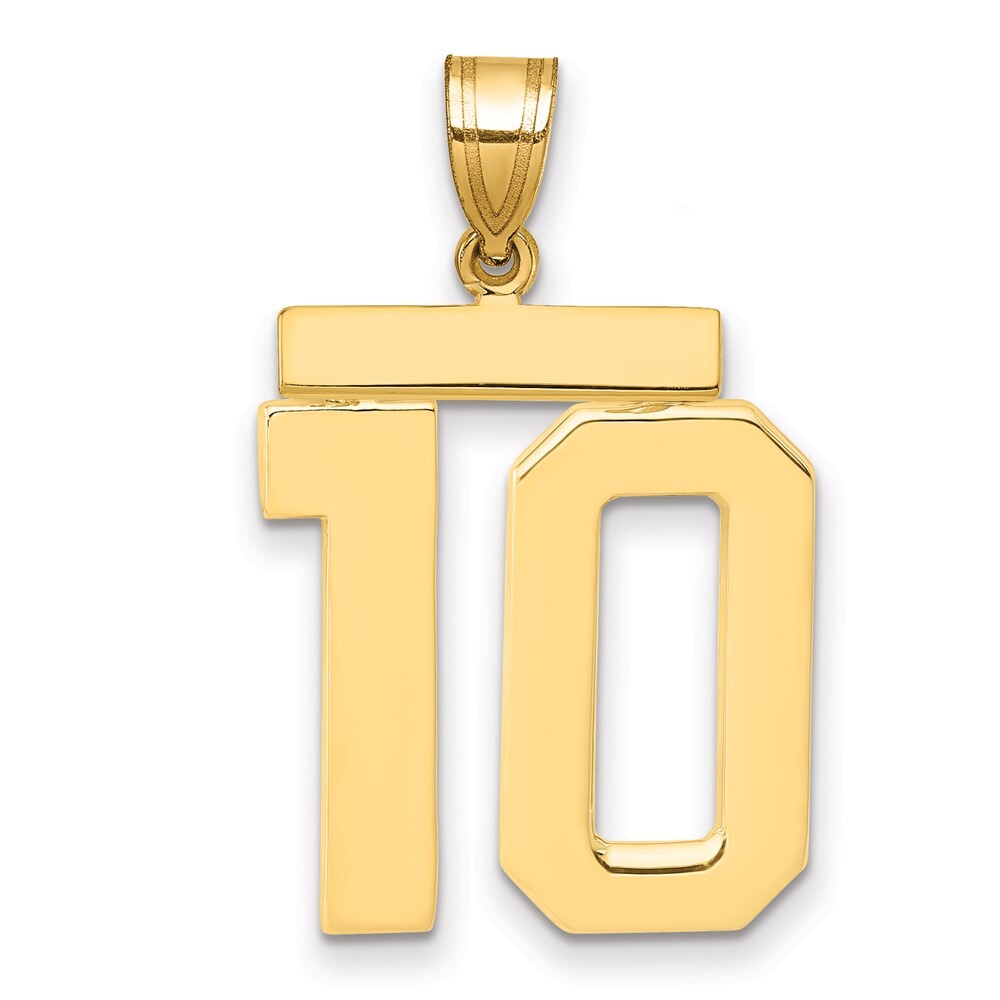 14k Yellow Gold Large Polished Number 10 Charm Pendant for Women