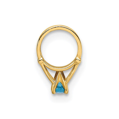14k Yellow Gold 3-D December Ring with Aqua CZ Charm