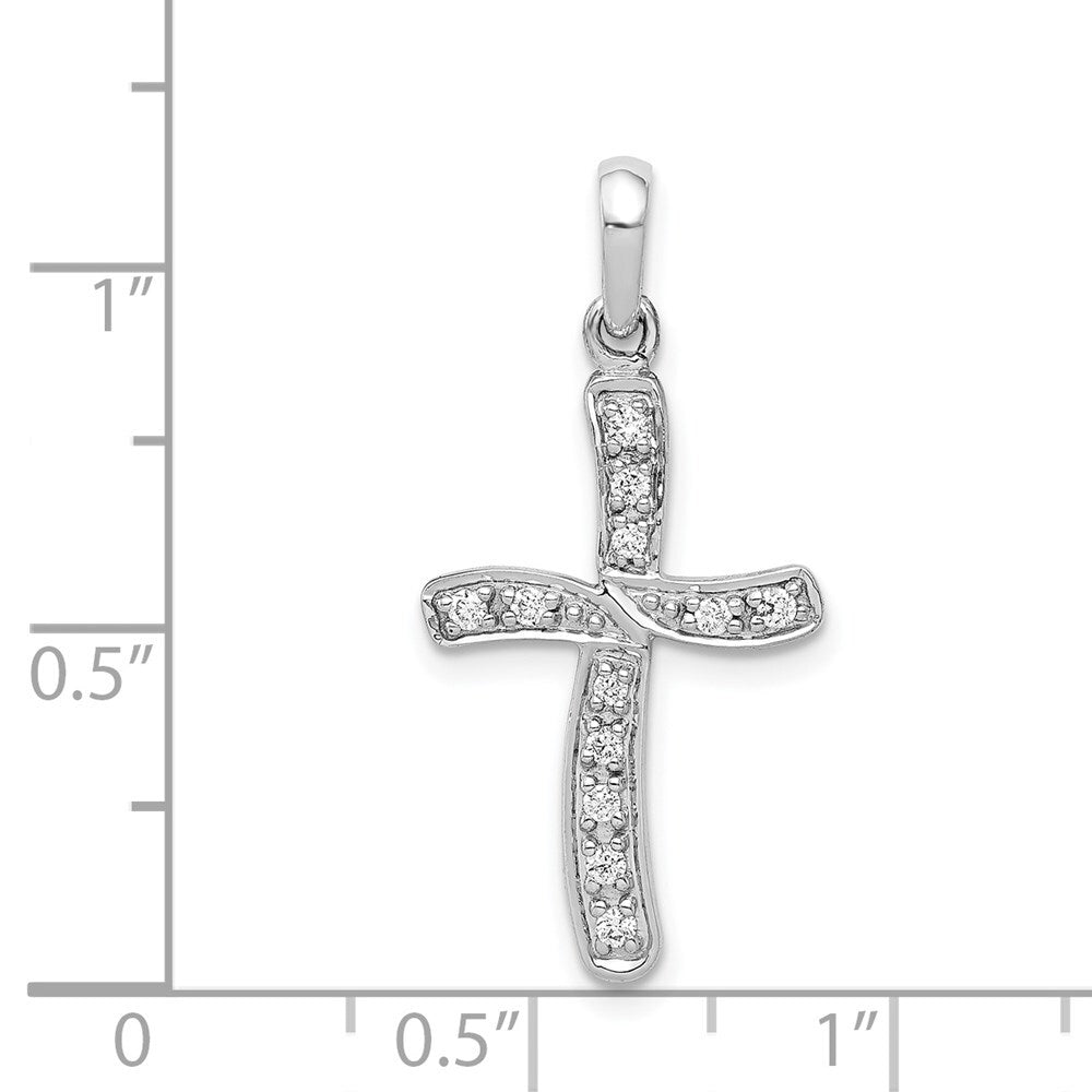 14k White Gold 1/8ct. Diamond Cross Pendant for Women