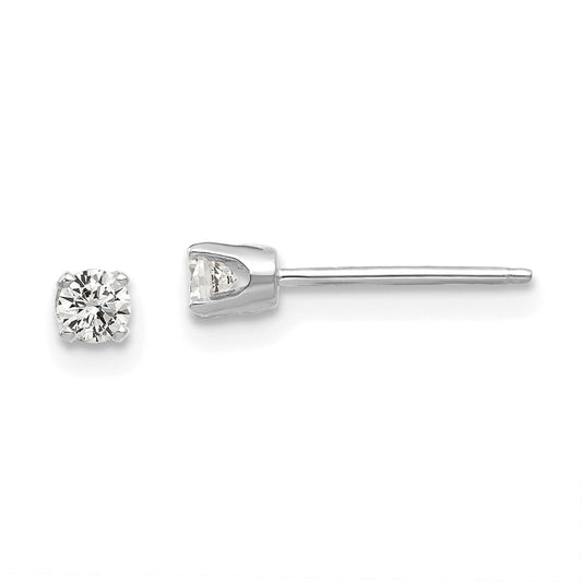 14k White Gold 2.75mm Cubic Zirconia Stud Earrings Gift for Women