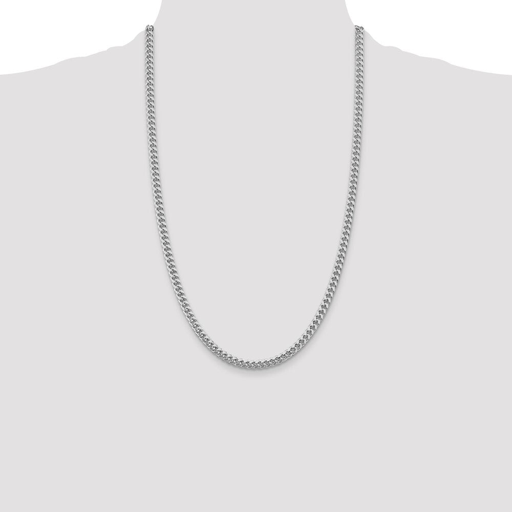 Sterling Silver Rhodium-plated 5mm Domed Side Diamond-cut Curb Chain
