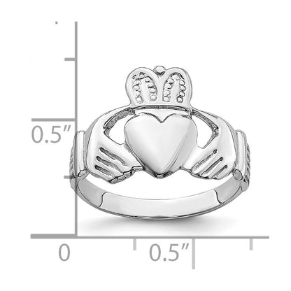 14k White Gold Claddagh Ring Size 7