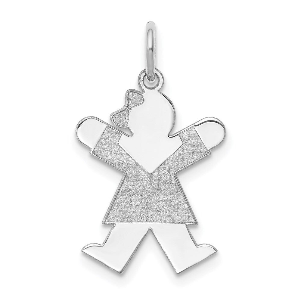 14k White Gold Kid Charm Pendant for Women