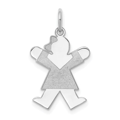 14k White Gold Kid Charm Pendant for Women