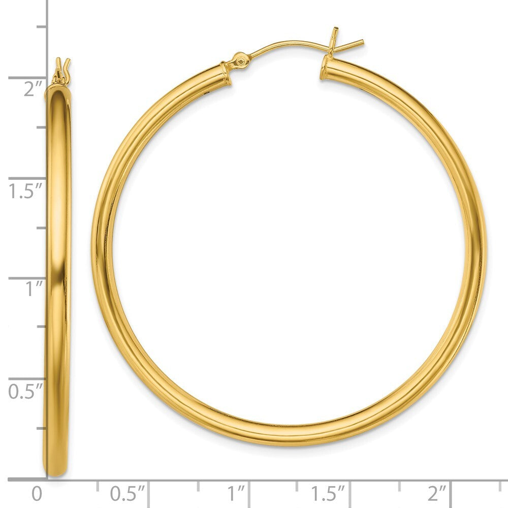 Sterling Silver Gold-Tone Polished 3x50mm Hoop Earrings