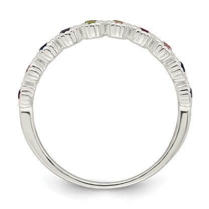 Sterling Silver Polished Rainbow CZ Ring Size 8