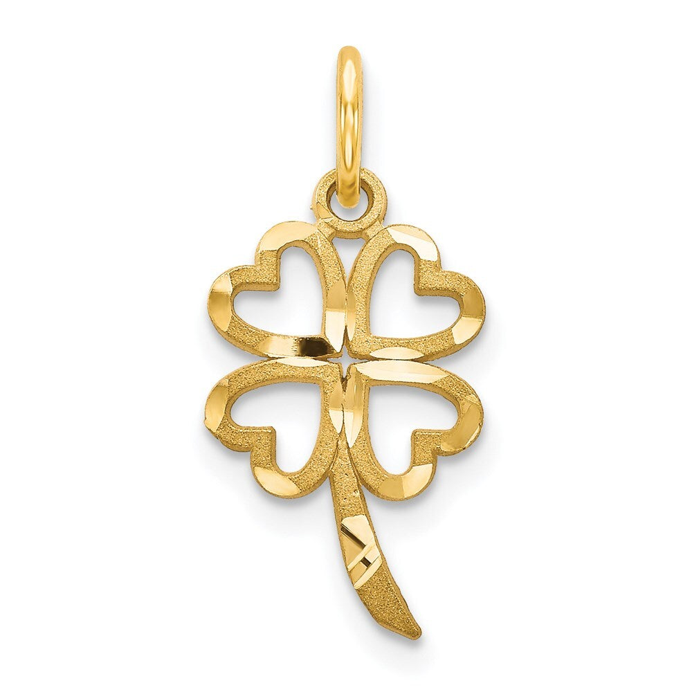 14k Yellow Gold 4 Leaf Clover Charm Pendant for Women