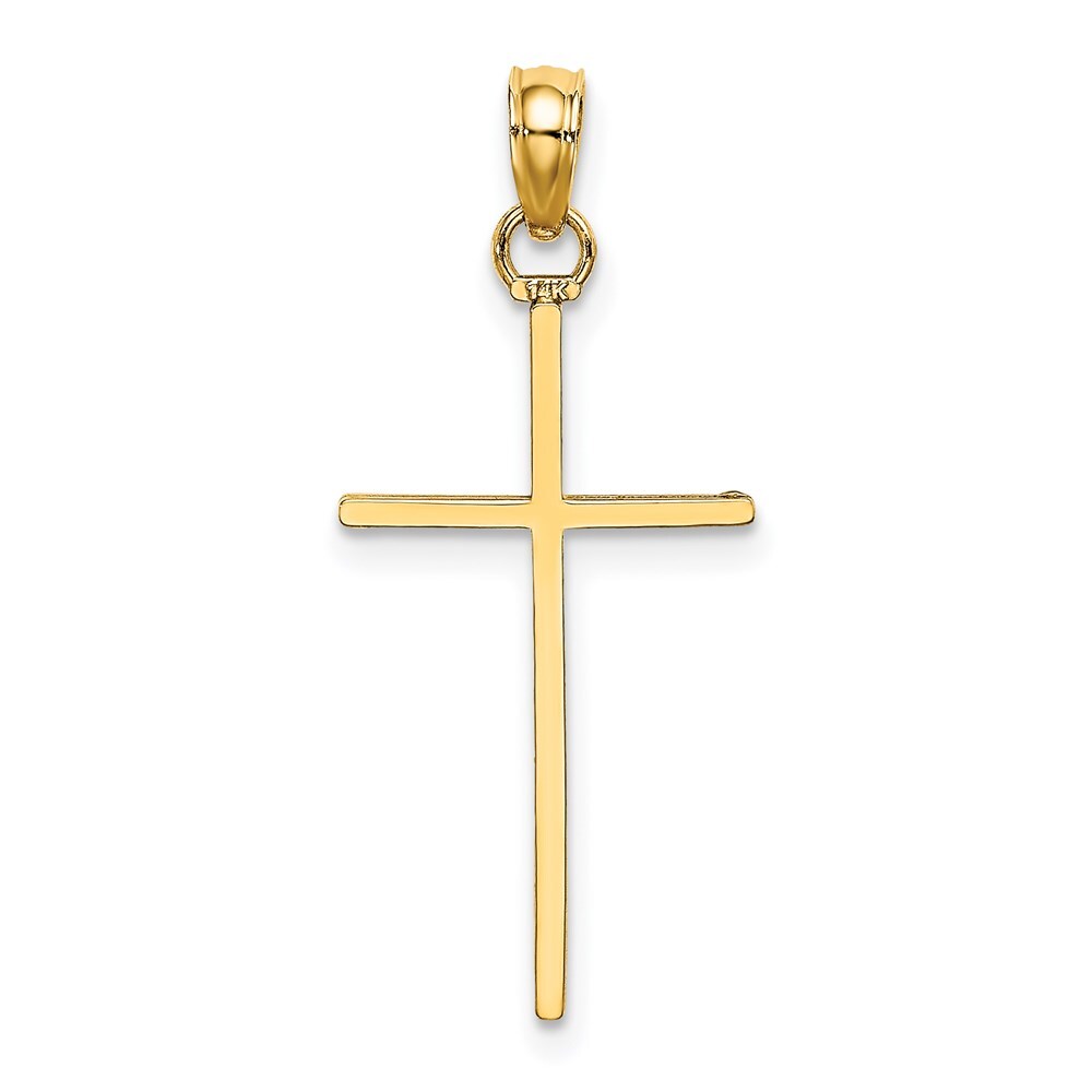14k Yellow Gold 3-D and Polished Stick Cross Charm