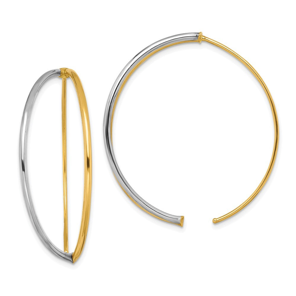 14k Yellow Gold w/Rhodium Large Dangle Threader Earrings
