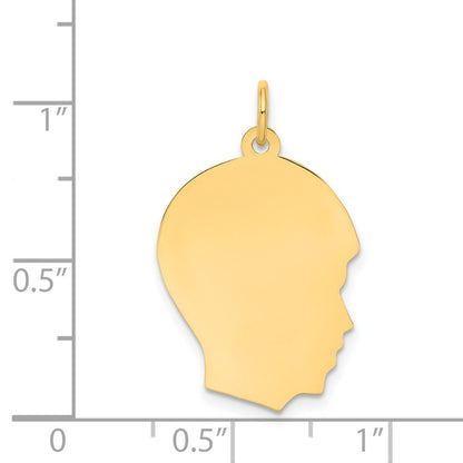 14k Yellow Gold Plain Medium .009 Gauge Facing Right Engravable Boy Head Charm