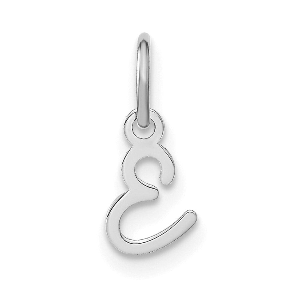 14k White Gold Upper case Letter E Initial Charm Pendant for Women