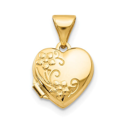 14k Yellow Gold Yellow Gold Floral Heart Locket