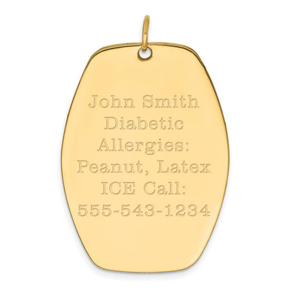 14k Yellow Gold 36x27mm Red Enameled Medical Jewelry Pendant