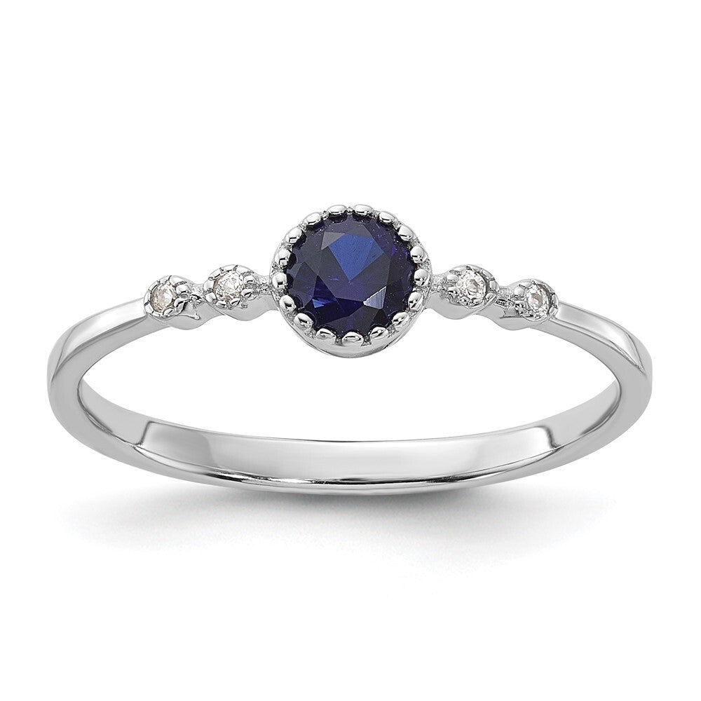 Sterling Silver Rhodium-plated .43CrBlue Spinel .02Cr WSA Ring Size 7