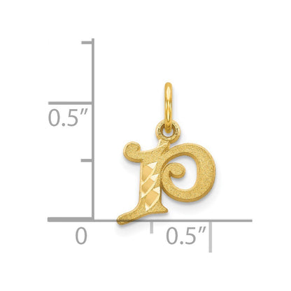 14k Yellow Gold Letter P Initial Charm Pendant for Women