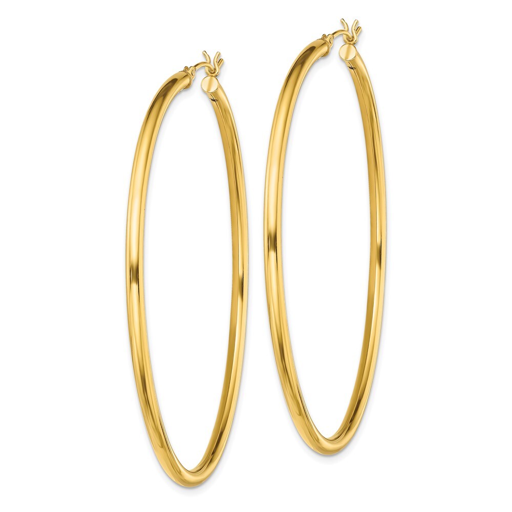 Sterling Silver Gold-Tone Polished 2.5x60mm Hoop Earrings