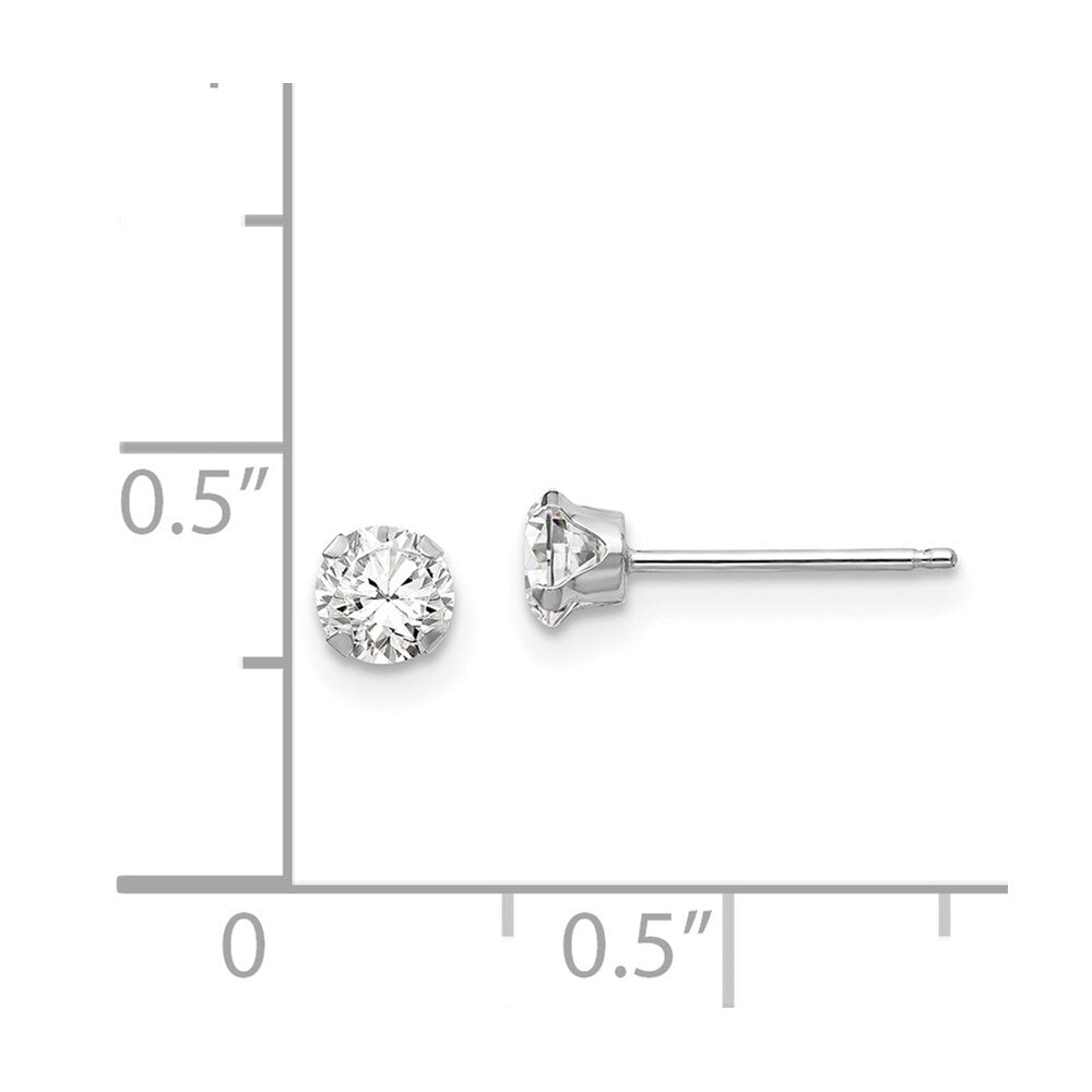 14k White Gold 4mm Cubic Zirconia Stud Earrings Gift for Women