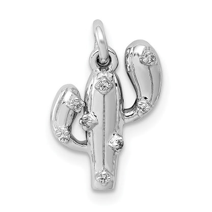 14k White Gold .03ct. Diamond Cactus Pendant for Women