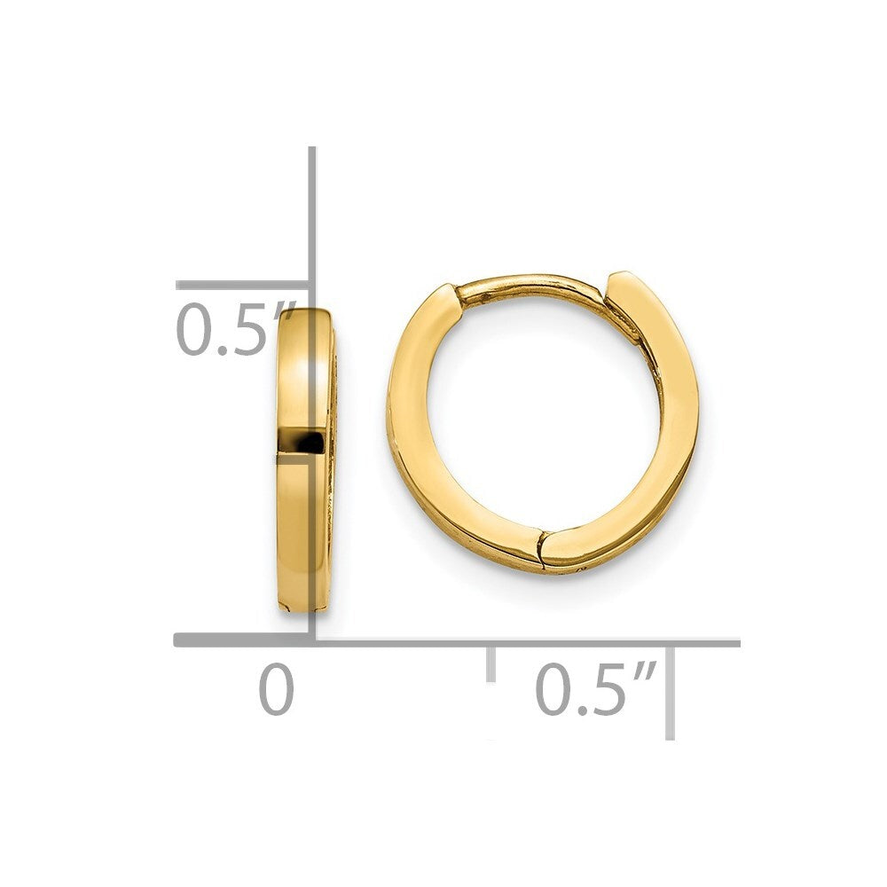 14k Yellow Gold Round Hinged Hoop Earrings Gift for Women