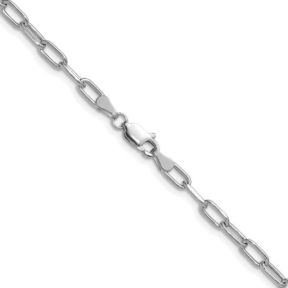 14k White Gold 3.7mm Semi-Solid Beveled Paperclip Chain Bracelet