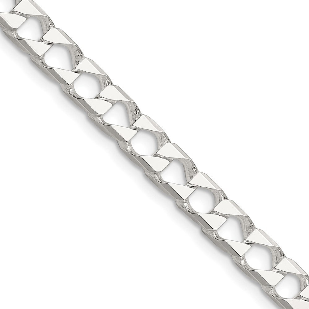Sterling Silver 5.75mm Diamond-Cut Square Curb Chain Necklace
