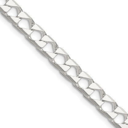 Sterling Silver 5.75mm Diamond-Cut Square Curb Chain Necklace